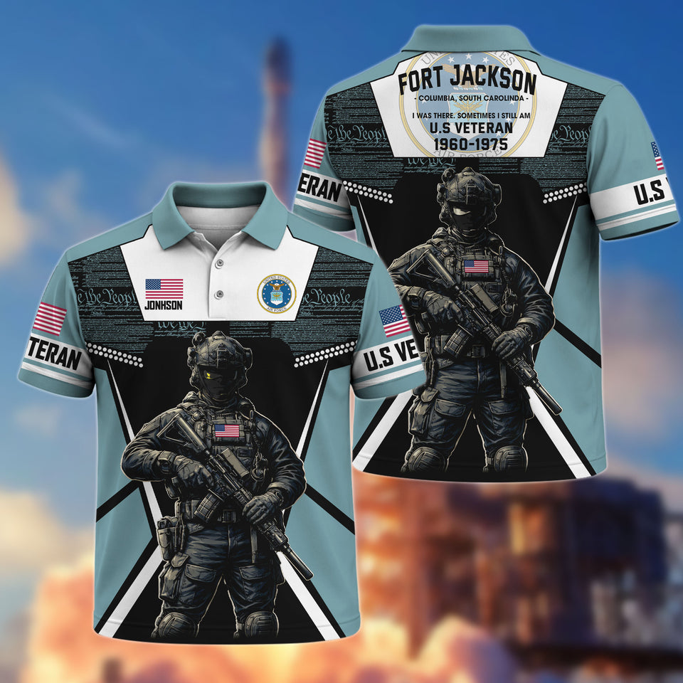 Premium Personalized US Veteran Soldier Art Polo Shirt 301042601, Gifts For US Veterans, Gifts For Independence Day Veteran Day
