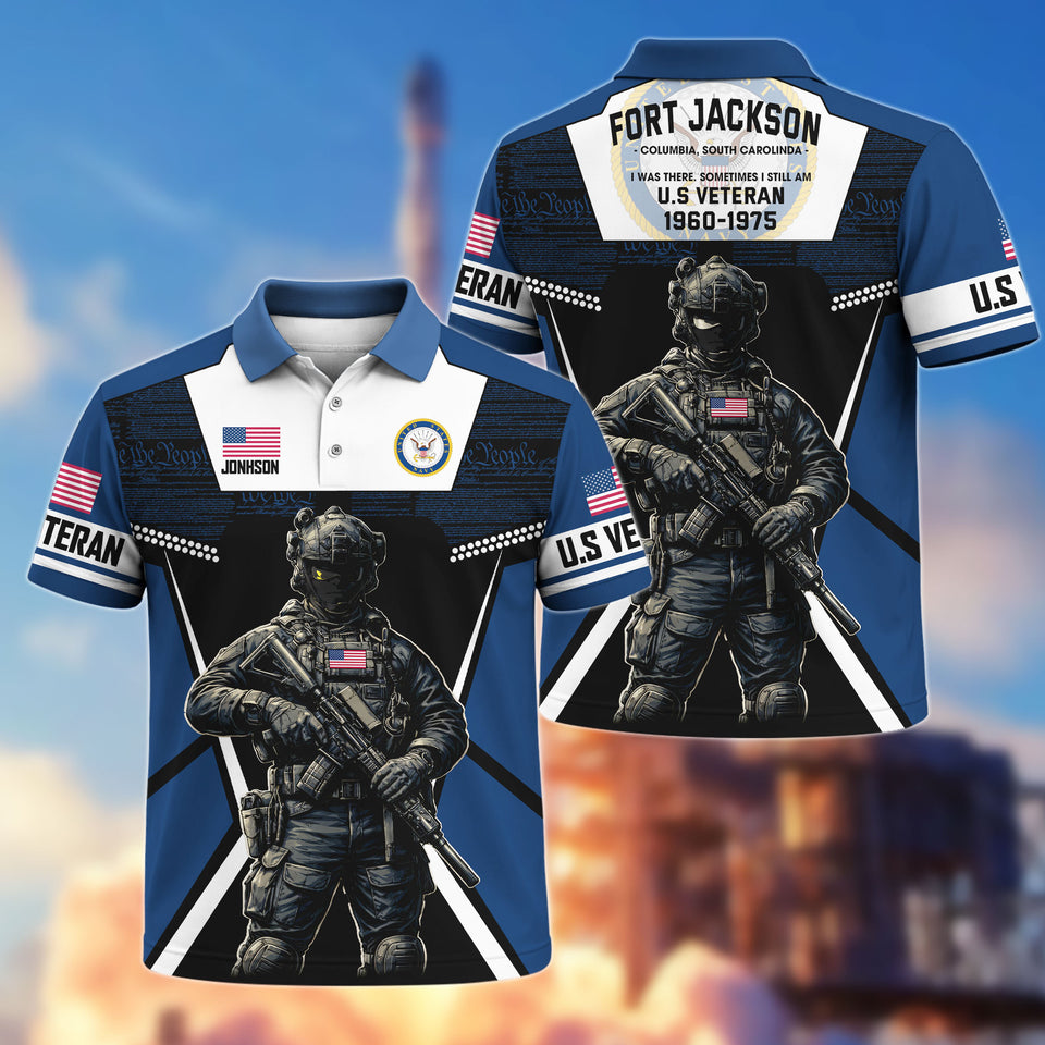 Premium Personalized US Veteran Soldier Art Polo Shirt 301042601, Gifts For US Veterans, Gifts For Independence Day Veteran Day