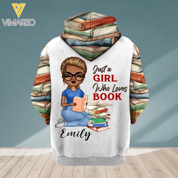 PERSONALIZED JUST A GIRL WHO LOVES BOOK HOODIE/ LEGGING 3D PRINTED 22FEB-LN09