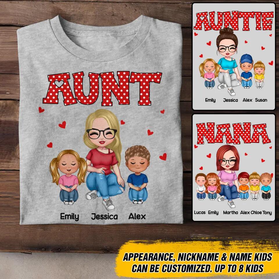 Personalized Aunt Kid Heart  Tshirt Hoodie Or Sweatshirt Printed 22NOV-DT08