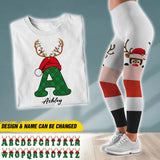 Personalized Name Character Christmas Tshirt & Legging Printed QTDT0612