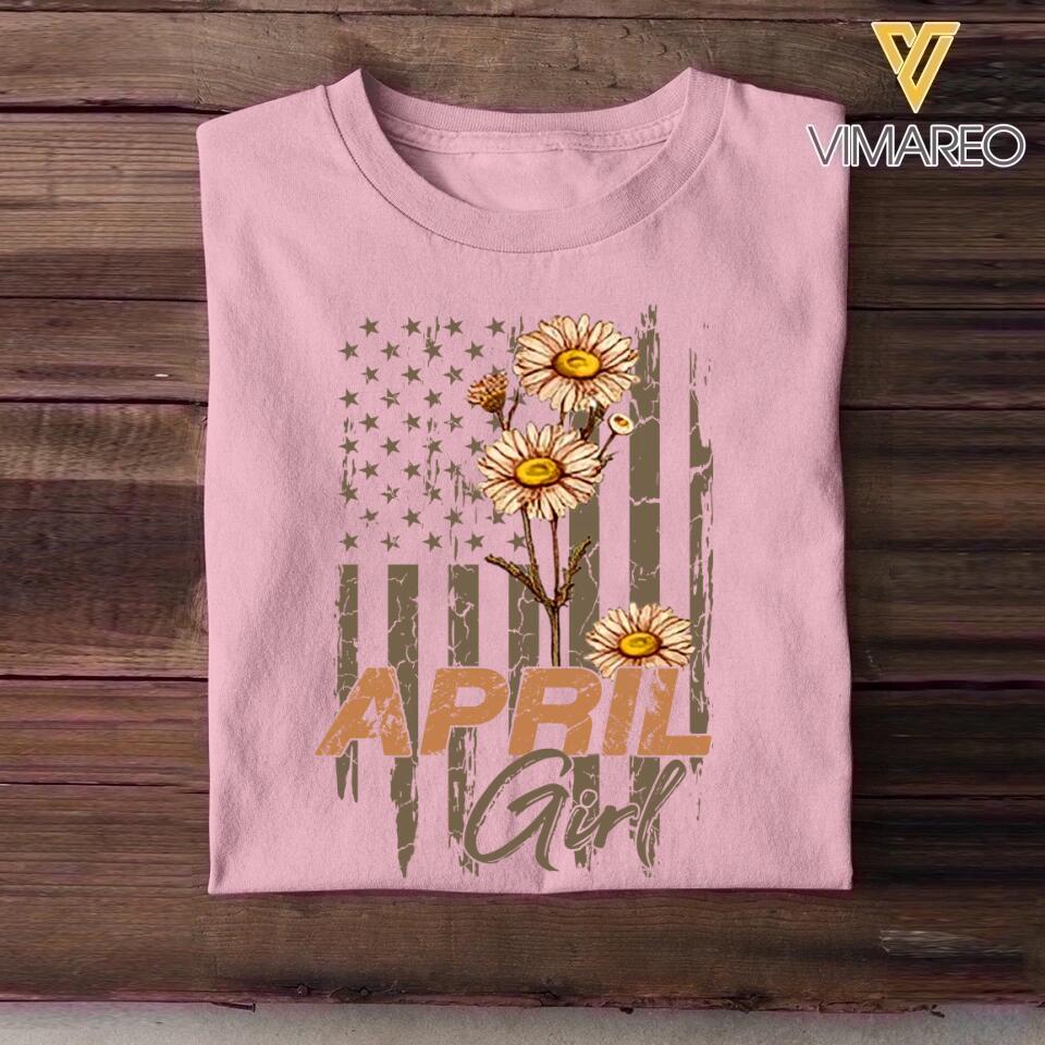 Personalized Birthday month flower April girl Sweatshirt, Tshirt Printed QTDT0102