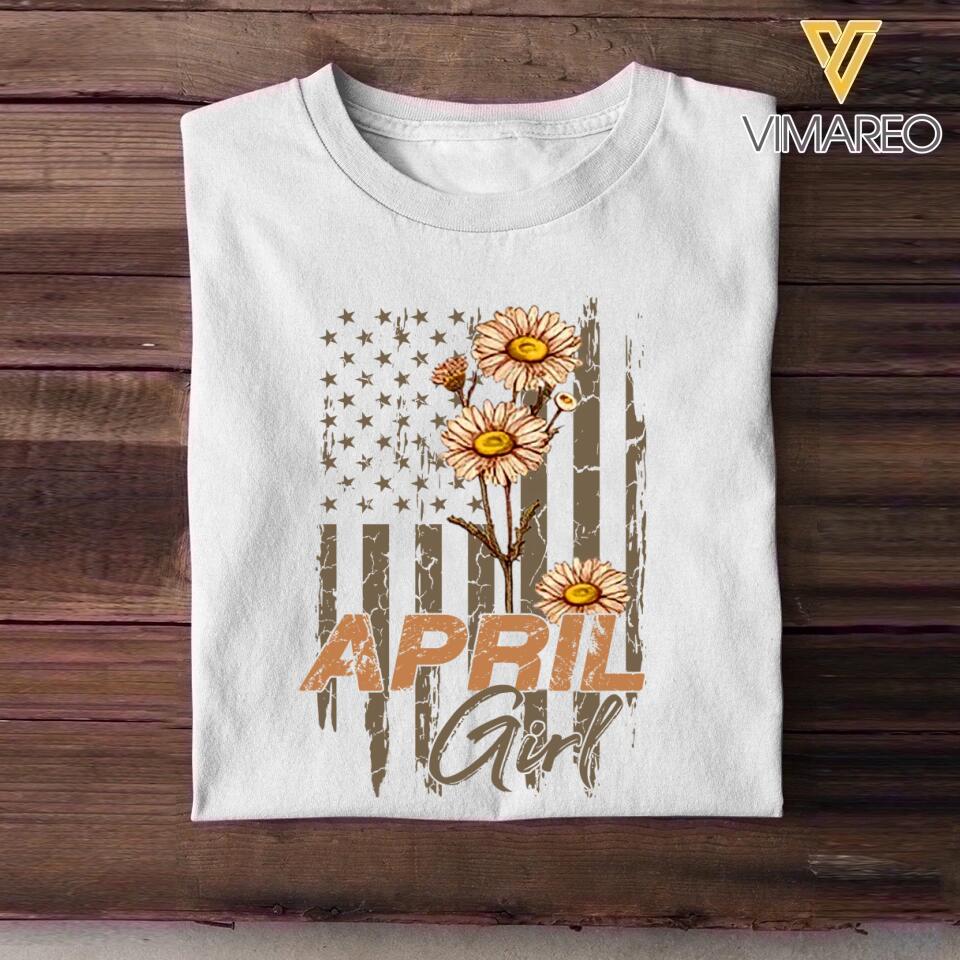 Personalized Birthday month flower April girl Sweatshirt, Tshirt Printed QTDT0102