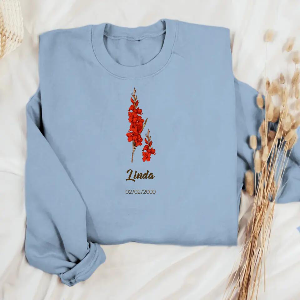Personalized Flowers & Name Sweat Shirt Printed QTDT3101