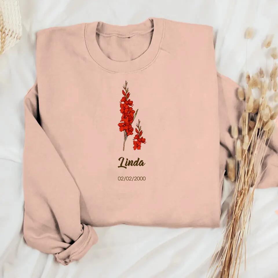 Personalized Flowers & Name Sweat Shirt Printed QTDT3101