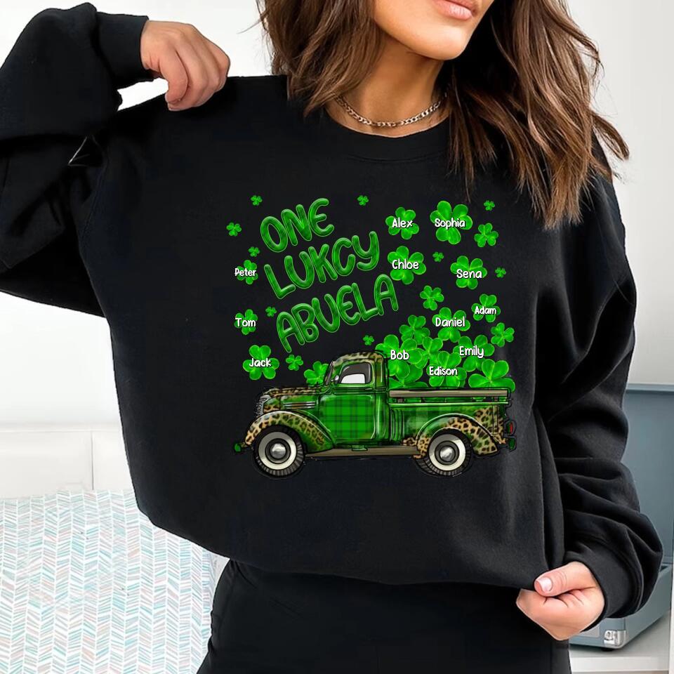 Personalized One Lucky Grandma Sweatshirt Or Tshirt Printed QTDT0302