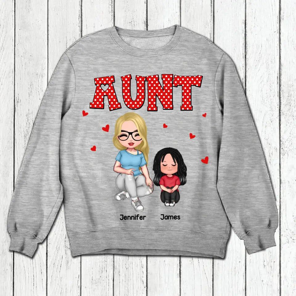 Personalized Aunt Kid Heart  Tshirt Hoodie Or Sweatshirt Printed 22NOV-DT08