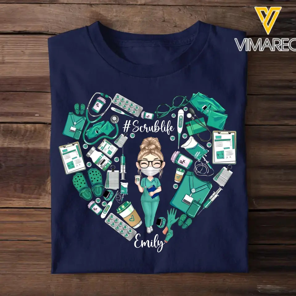 Personalized Nurse with Name Gift for Nurse T-shirt Printed THDT240523