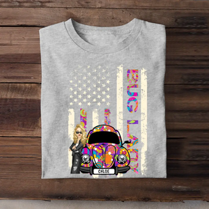 Personalized Bug Lady Hippie Girl Colorful Flag TShirt Printed QTTB1906