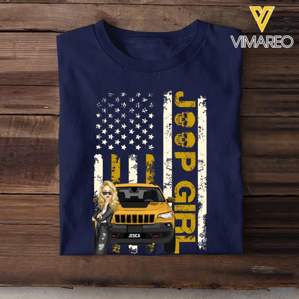 Personalized Jeep Girl Colorful Flag TShirt Printed QTHQ1906
