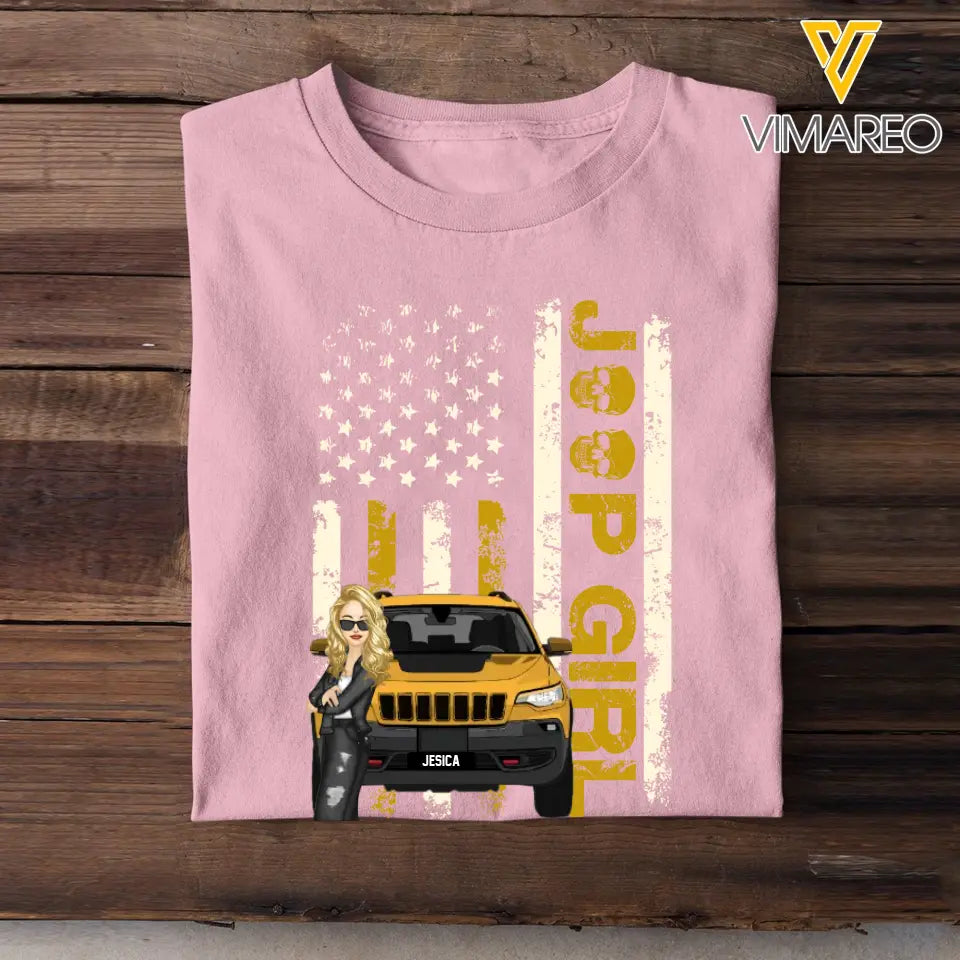 Personalized Jeep Girl Colorful Flag TShirt Printed QTHQ1906