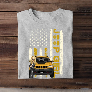 Personalized Jeep Girl Colorful Flag TShirt Printed QTHQ1906