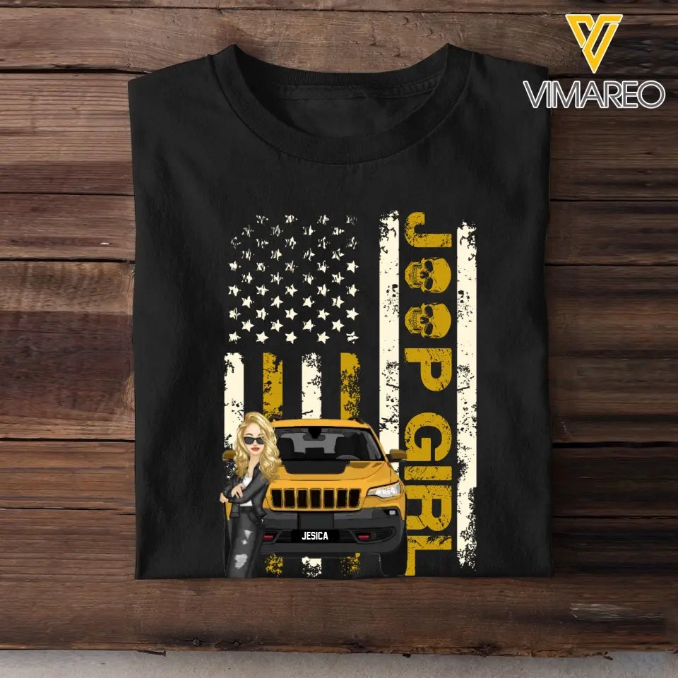 Personalized Jeep Girl Colorful Flag TShirt Printed QTHQ1906