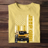 Personalized Jeep Girl Colorful Flag TShirt Printed QTHQ1906