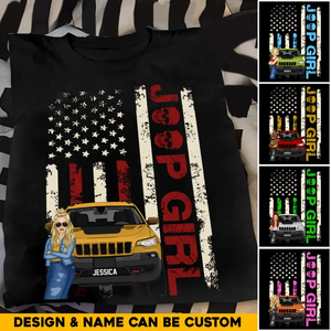 Personalized Jeep Girl Colorful Flag TShirt Printed QTHQ1906
