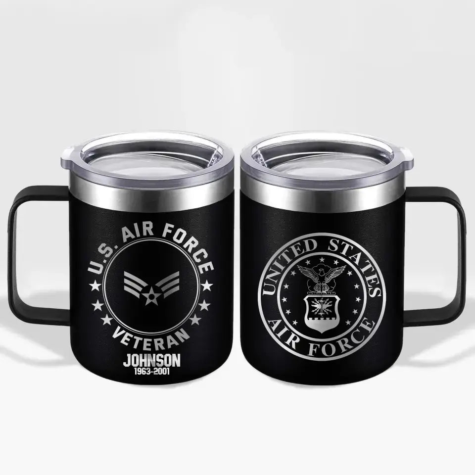 Personalized US Armed Forces With Name And Year Laser Handle Cup Printed 2023197KVH
