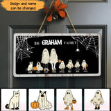 Personalized The Graham Family Ghost Halloween Gift Wood Sign Door Hanging Decor Home Printed HTHHN23315