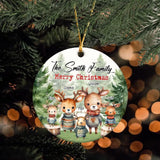 Personalized The Smith Family Merry Christmas Deer Family Custom Name Ceramic Ornament Printed HTHHN23721