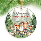Personalized The Smith Family Merry Christmas Deer Family Custom Name Ceramic Ornament Printed HTHHN23721