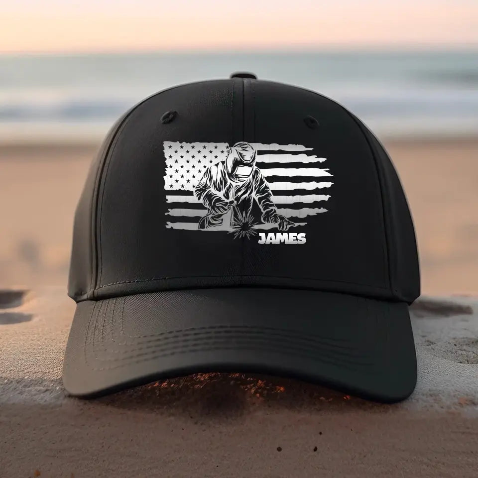 Personalized Welder US Flag Cap 2D Printed KVH23728