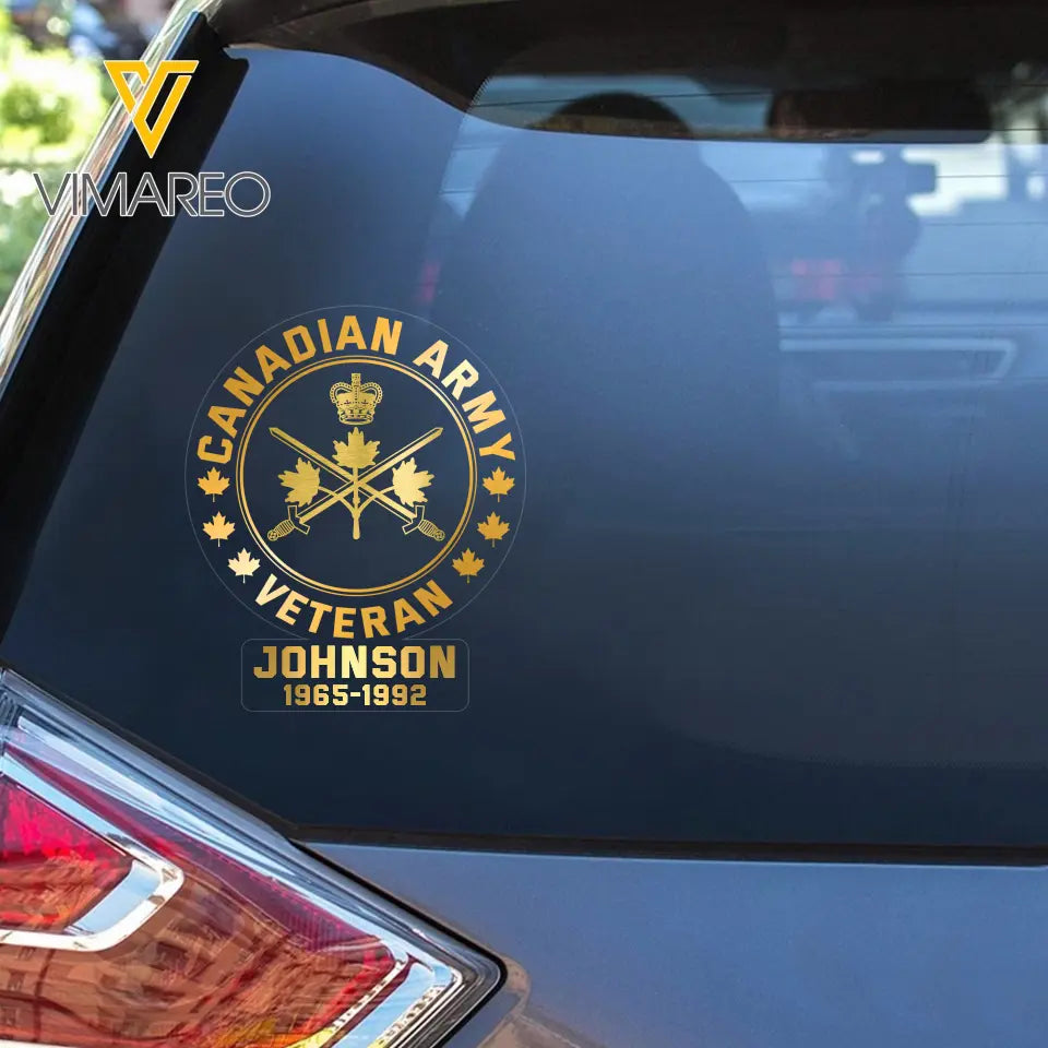 Personalized Canadian Veteran Decal Printed QTKH740