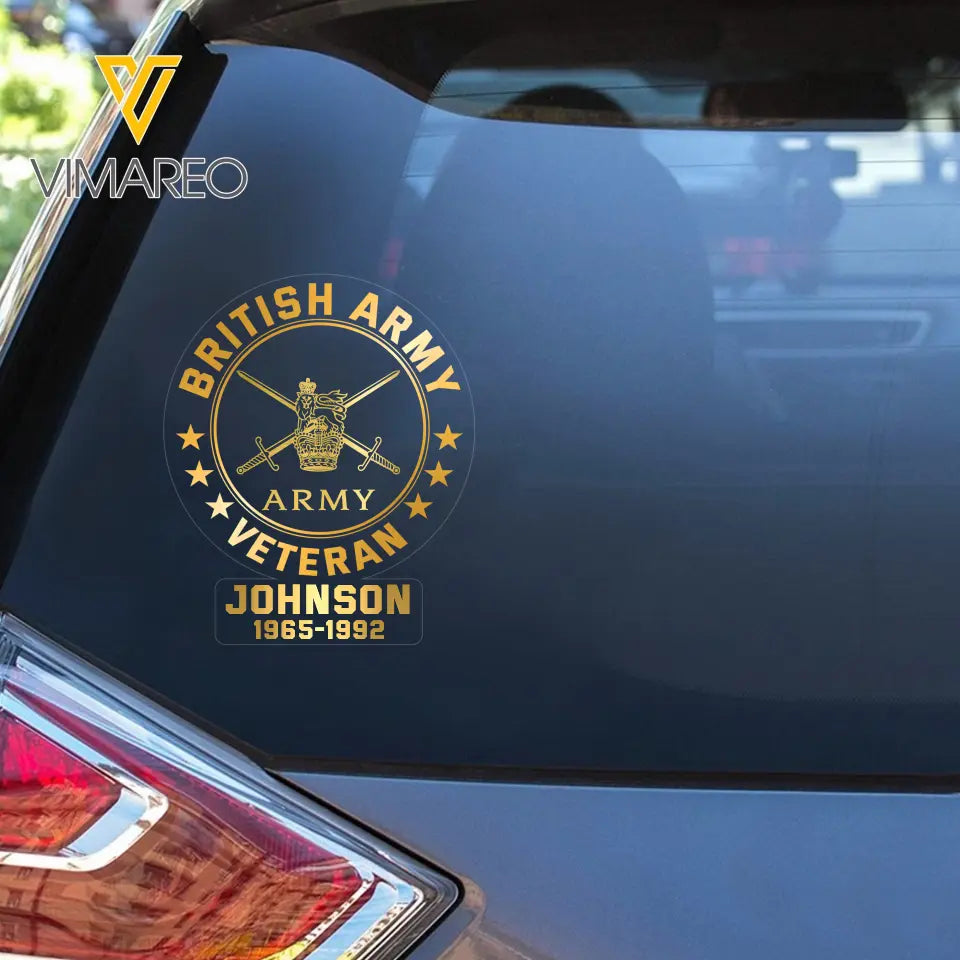 Personalized British Veteran Decal Printed QTKH740