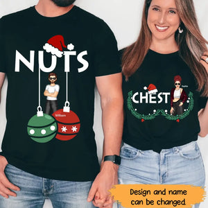Personalized Nuts Chest Christmas Couple Gift T-shirt Printed MTHN23791