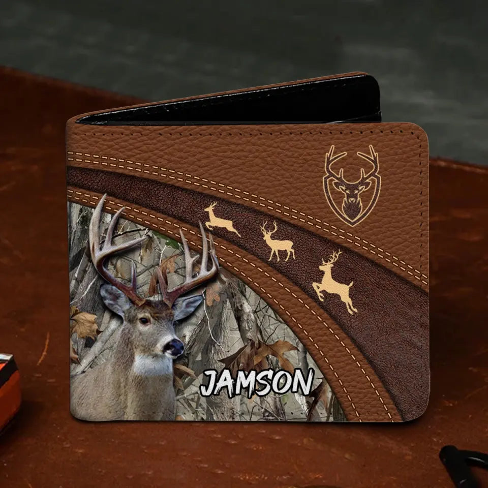 Personalized Deer Hunting Camouflage Leather Wallet 3D Print QTPN820