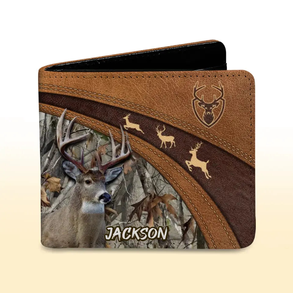 Personalized Deer Hunting Camouflage Leather Wallet 3D Print QTPN820