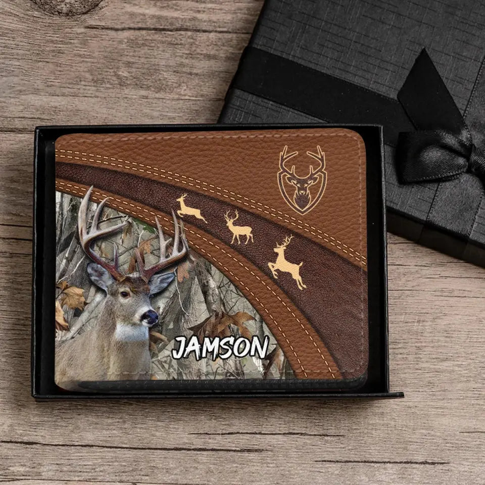 Personalized Deer Hunting Camouflage Leather Wallet 3D Print QTPN820