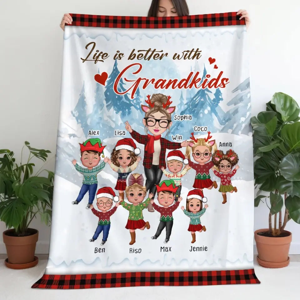 Personalized Life Is Better With Grandkids Sherpa or Fleece Blanket Printed HTHHN23832