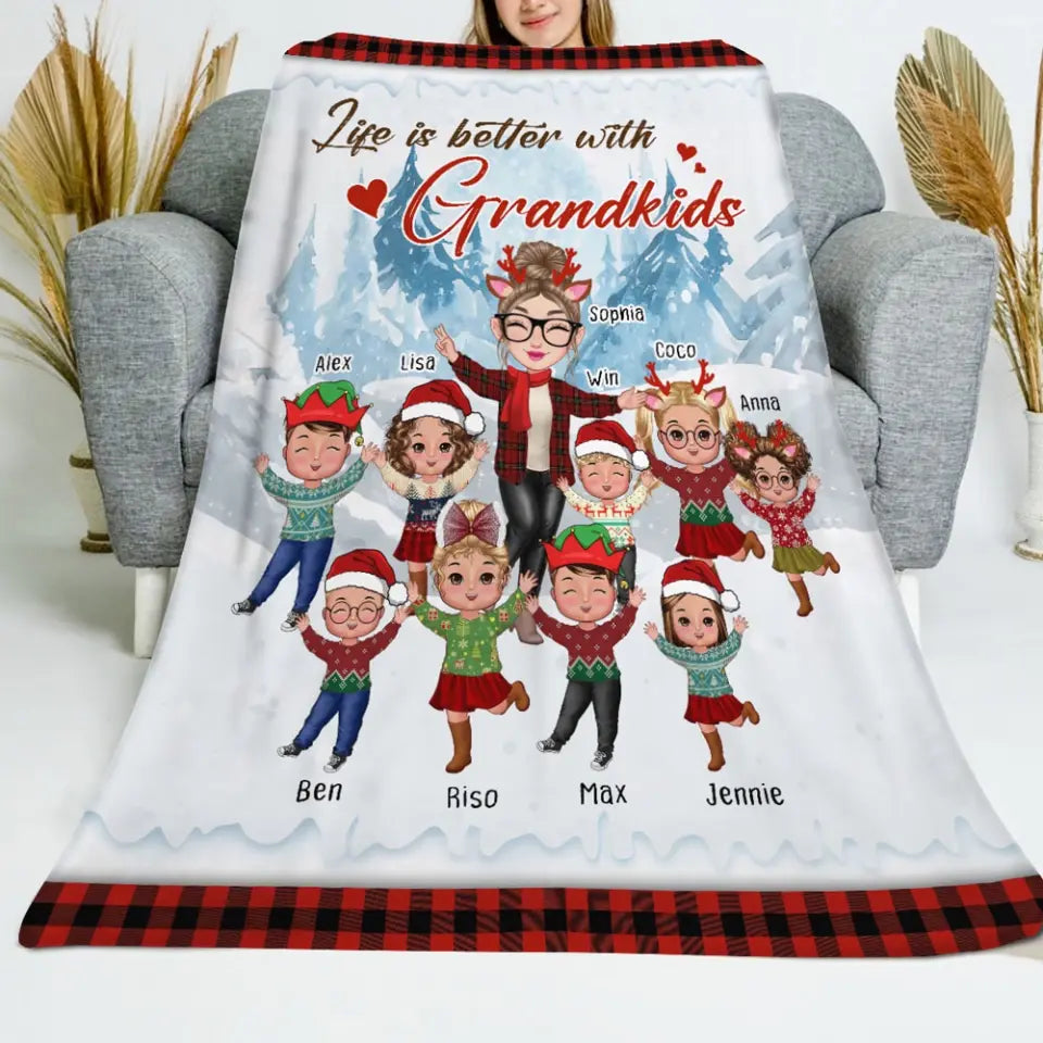 Personalized Life Is Better With Grandkids Sherpa or Fleece Blanket Printed HTHHN23832