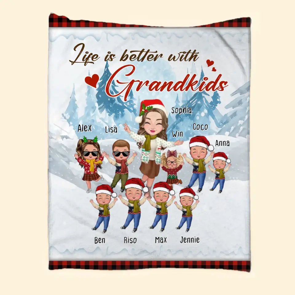 Personalized Life Is Better With Grandkids Sherpa or Fleece Blanket Printed HTHHN23832