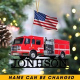 Personalized US Fire Truck Custom Name Acrylic Ornament Printed LDMKVH23854