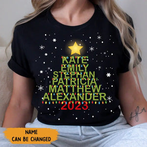 Personalized Family Name Xmas Light Tree T-shirt Printed QTKVH23864