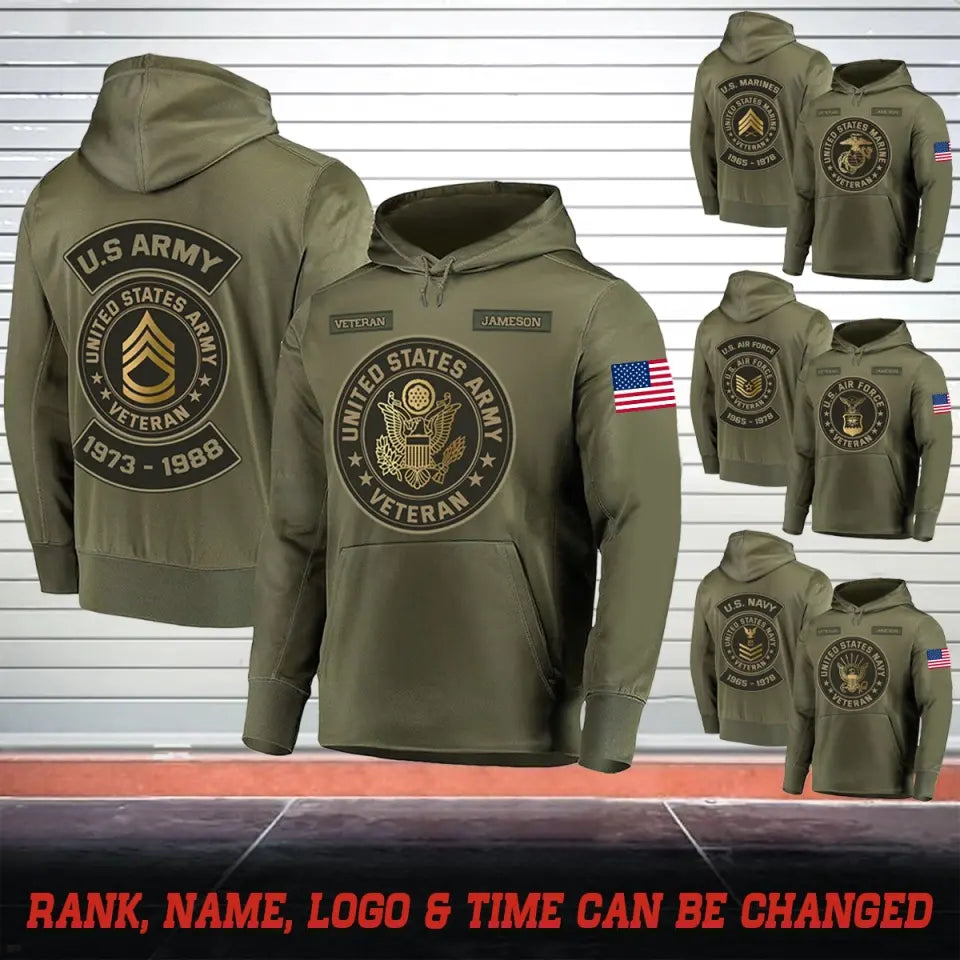 Personalized US Military Rank Custom Name & Served Time Hoodie 3D Printed PTN23865