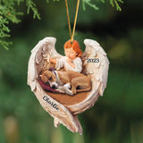 Personalized Upload Your Sleeping Dog Photo Baby Angel Wooden Ornament Printed KVH23874