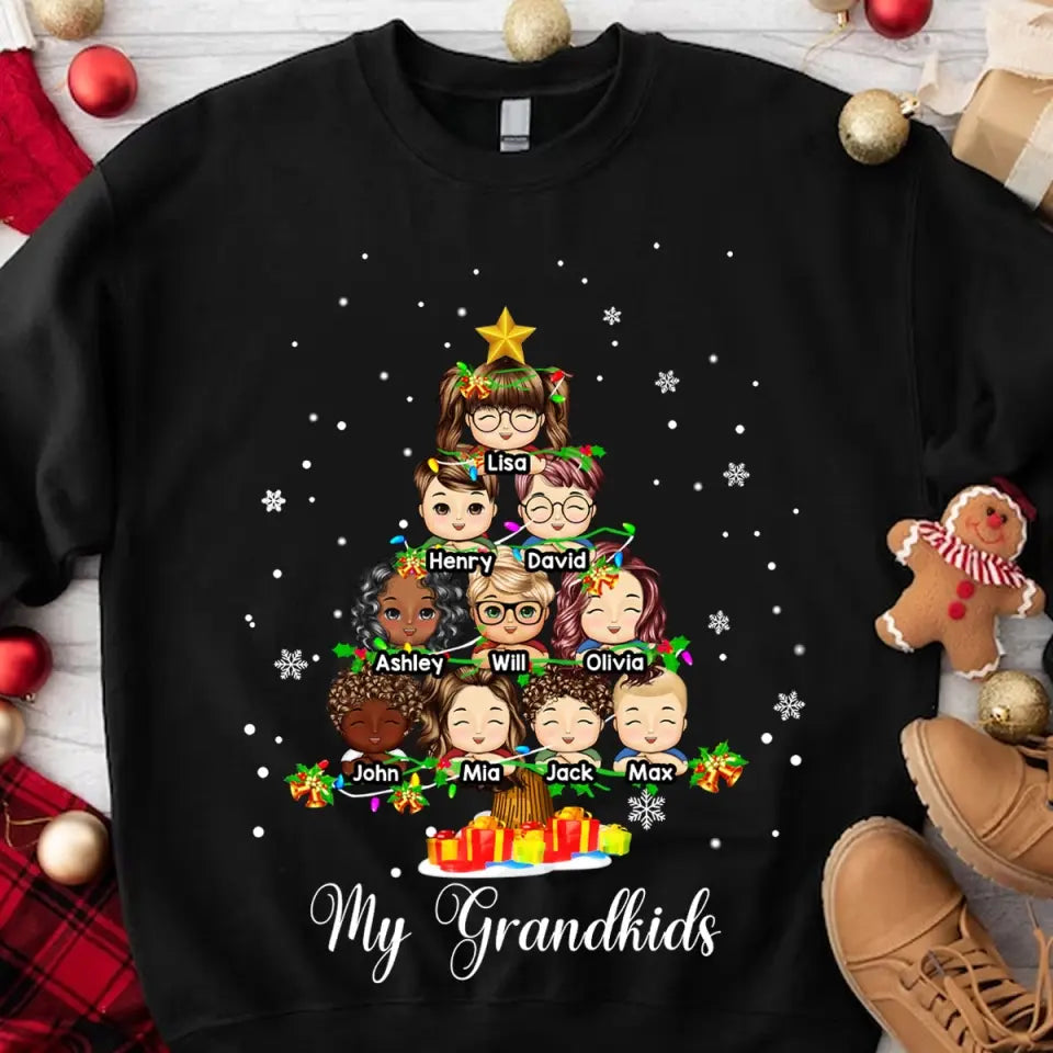 Personalized My Grandkids Child Christmas Tree Xmas Gift Sweatshirt Printed HTHVQ23872
