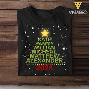 Personalized Family Name Xmas Light Tree T-shirt Printed QTKVH23864