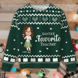 Personalized Santa's Favorite Teacher Ugly Sweater Printed HTHVQ23889