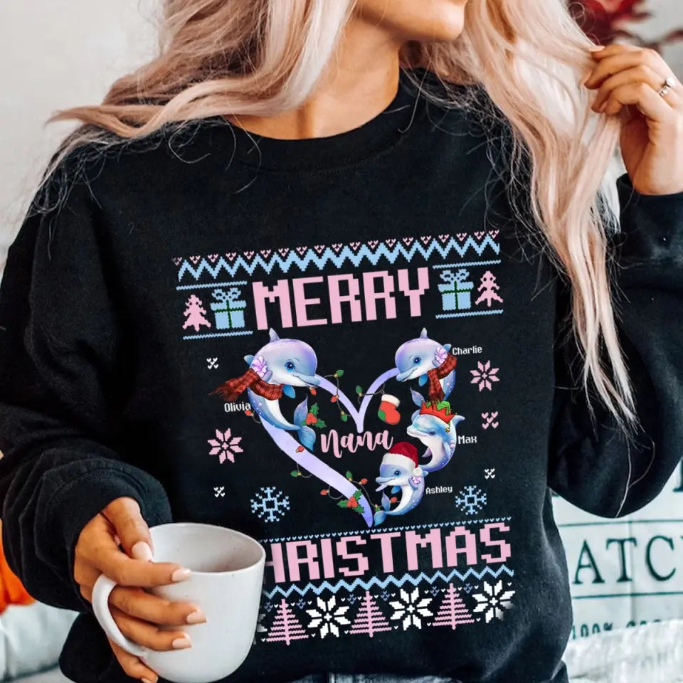 Personalized Dolphin Merry Christmas Sweatshirt Printed NMTVQ23927