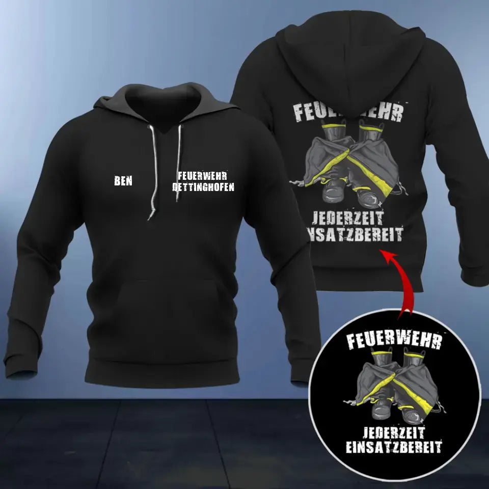 Personalized Feuerwehr Jederzeit Einsatzbereit Hoodie 2D Printed QTHN946