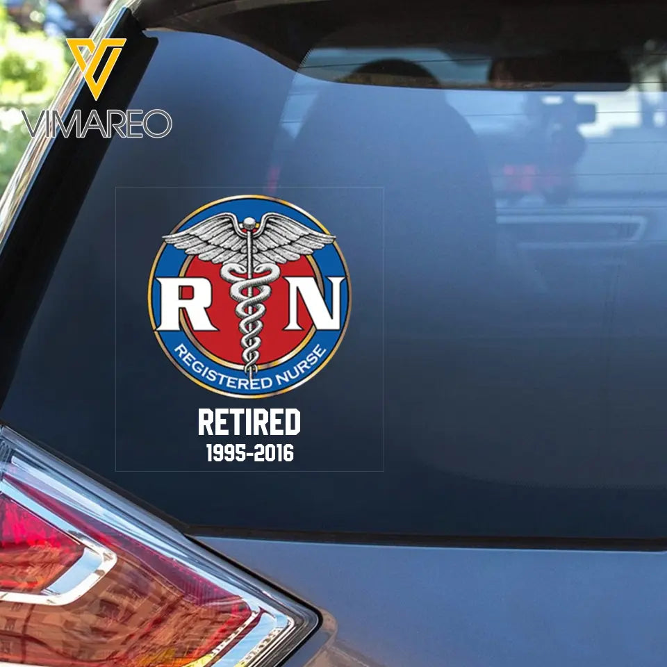 Personalized Retired Nurse Logo Decal Printed KH987