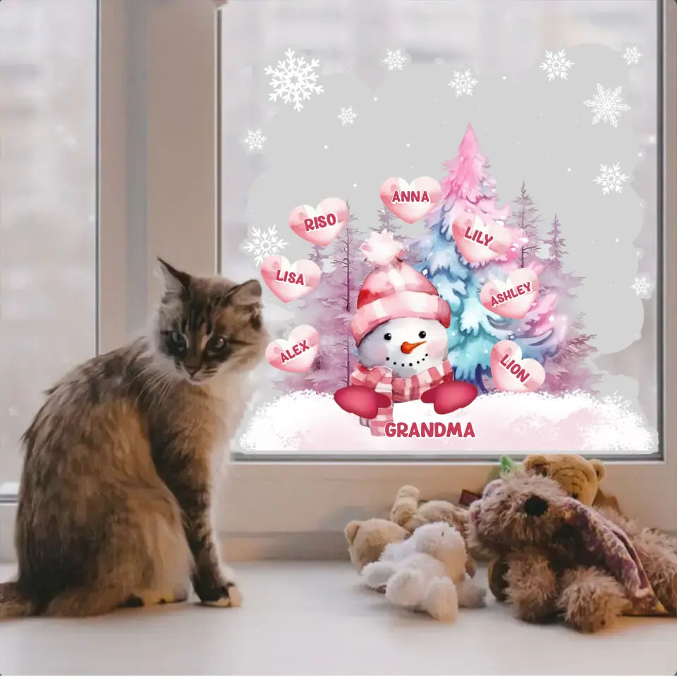 Personalized Pink Snowman Custom Name Window Decal Printed NTMTHN23990