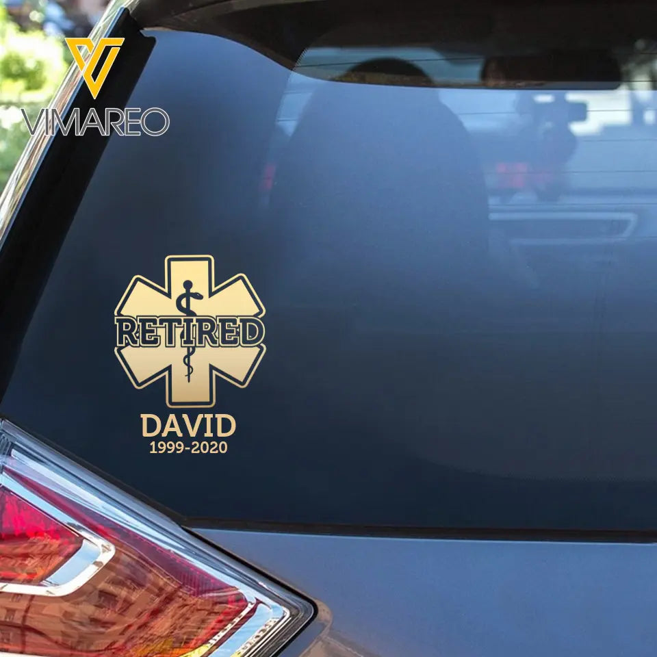 Personalized Retired Paramedic Custom Name Decal Printed QTVA231079