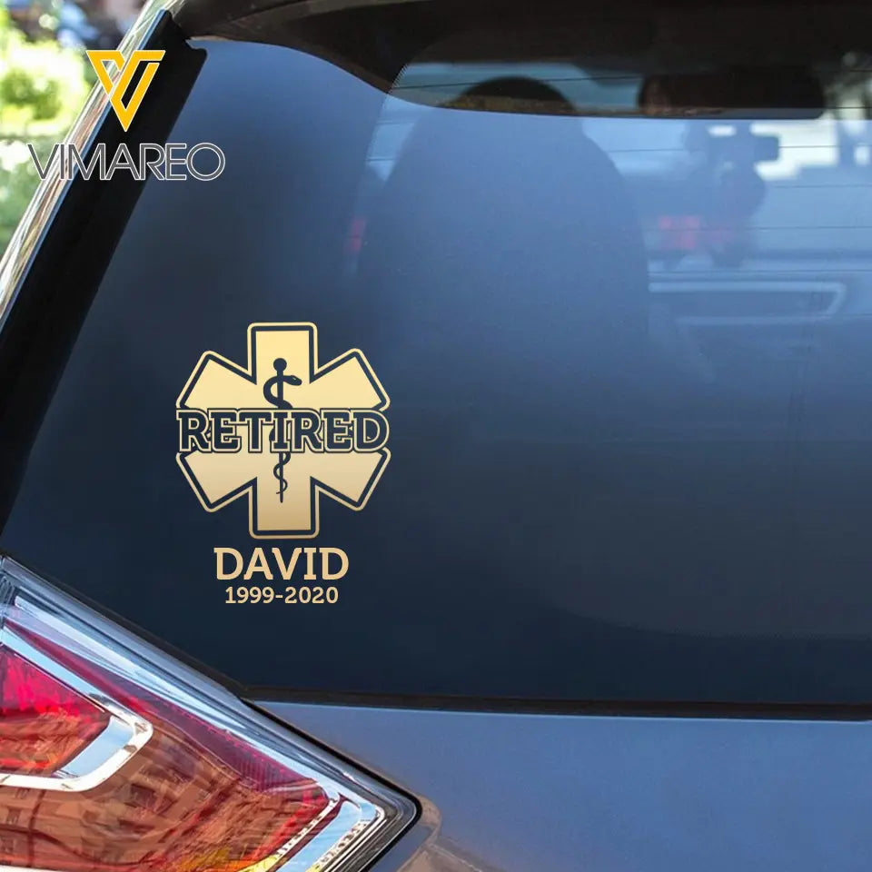 Personalized Retired Paramedic Custom Name Decal Printed QTVA231079