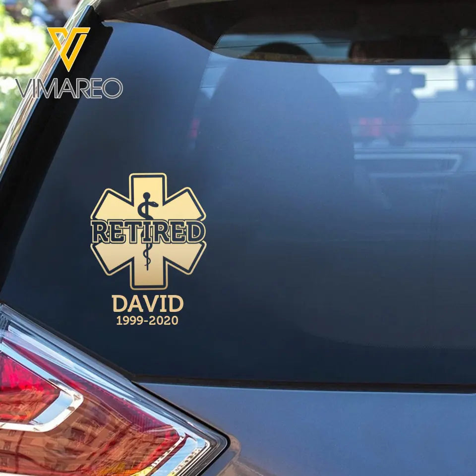 Personalized Retired Paramedic Custom Name Decal Printed QTVA231079