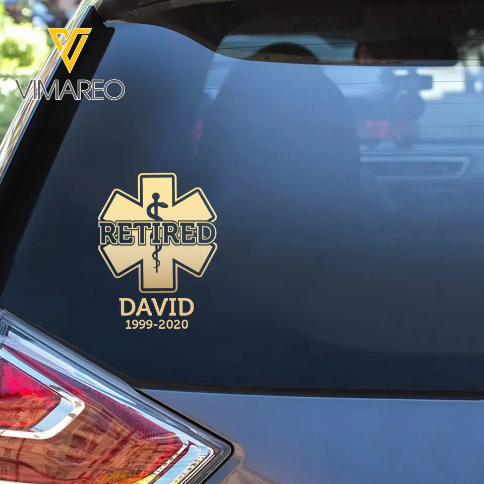 Personalized Retired Paramedic Custom Name Decal Printed QTVA231079