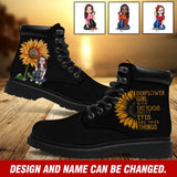 Personalized Sunflower Girl With Tattoos Pretty Eyes And Thick Things Leather Boots HTHVQ231092