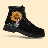 Personalized Sunflower Girl With Tattoos Pretty Eyes And Thick Things Leather Boots HTHVQ231092